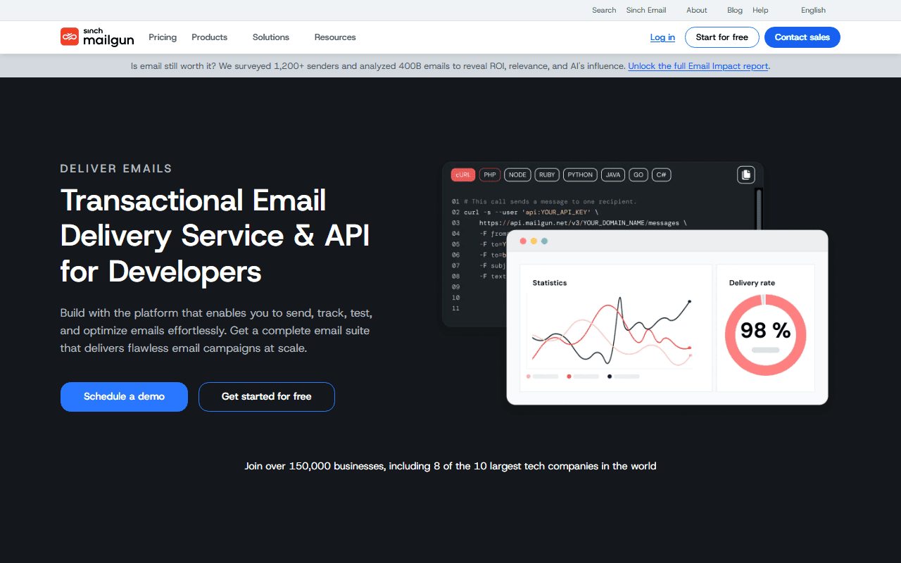 Mailgun homepage