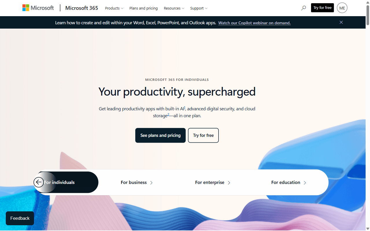 Microsoft 365 homepage
