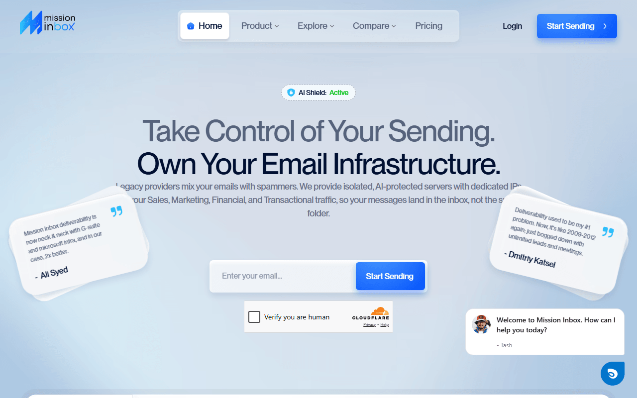 Mission Inbox homepage