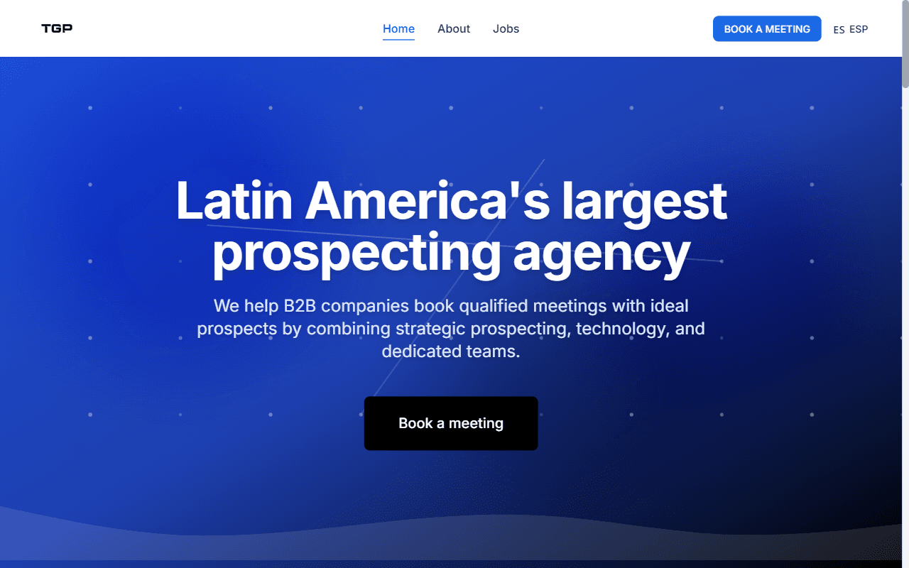 TGP — Latin America's largest prospecting agency homepage